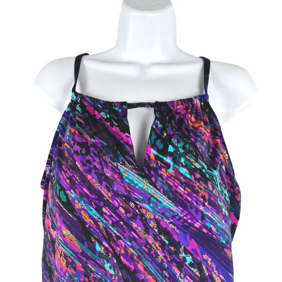 Miraclesuit Peephole Tankini Swim Top Mood‎ Ring Size 16 Printed NWT SW-2088 - Picture 3 of 11